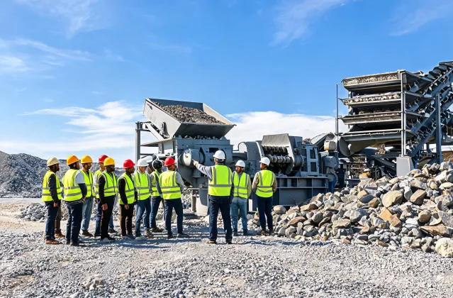 Operators training on jaw crusher controls
