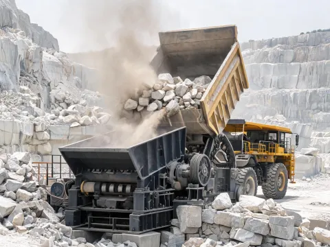 Hard-rock quarry primary jaw crusher
