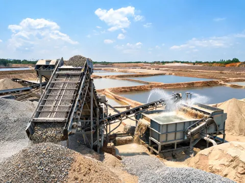 Sand and gravel wet screening plant